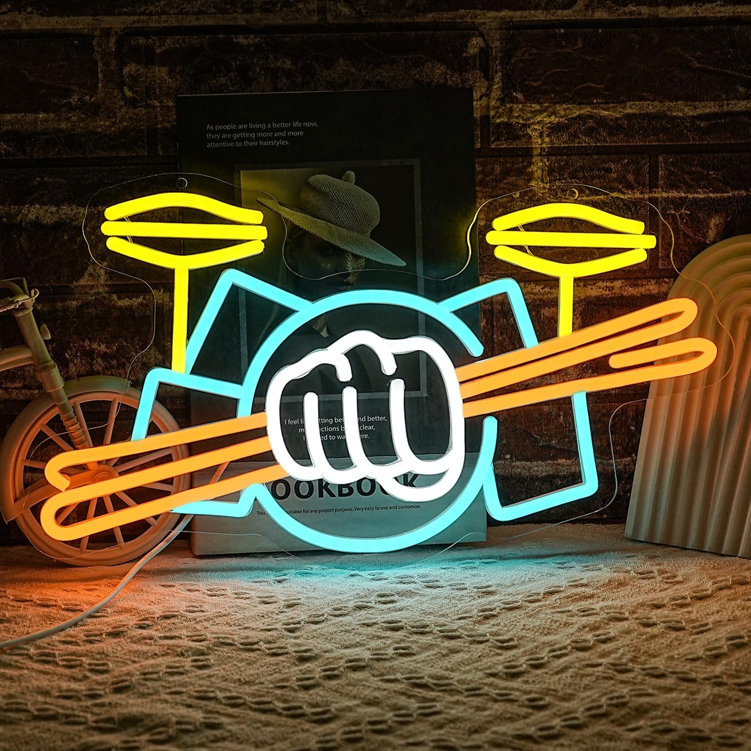 Lighting Decoration Ideas - Drumstel Neonlicht USB-aangedreven Muziekinstrument LED Neonverlichting