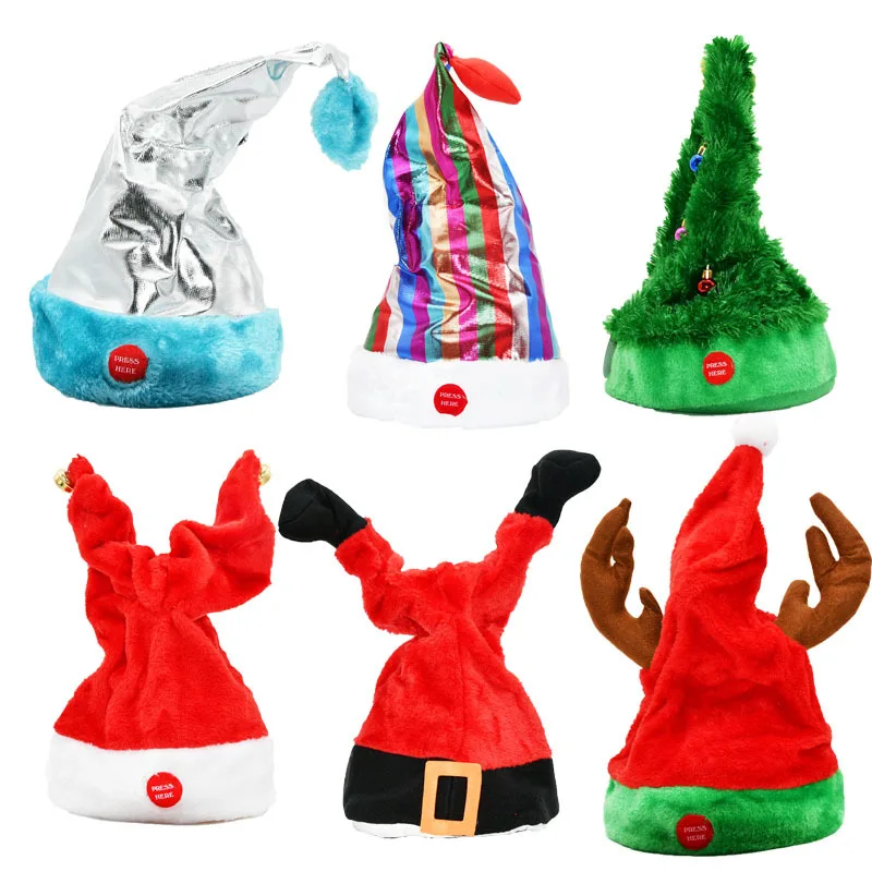 Up Lighting Decor - Creatieve Elektrische Zwaaiende Kerstmuts met Muziek