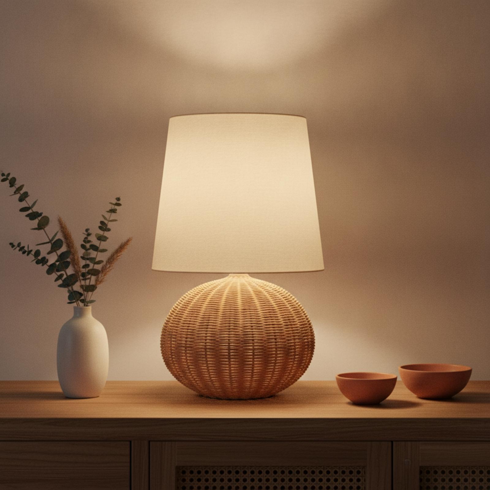 Bedlampje met rotan voet en st - Lighting Decor Bedroom recensie en prijs