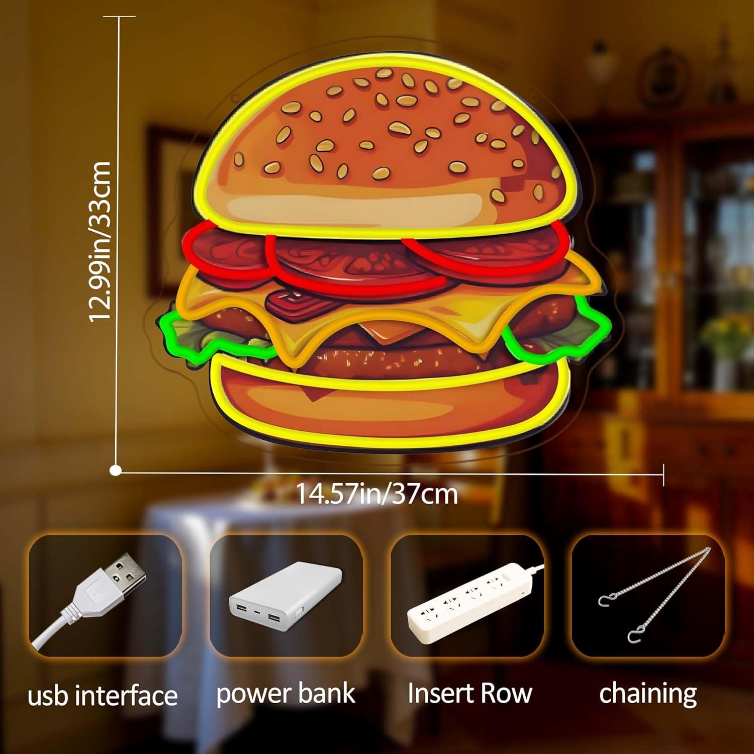 Burger Neon Sign LED Hamburger - Lighting Decoration Ideas recensie en prijs